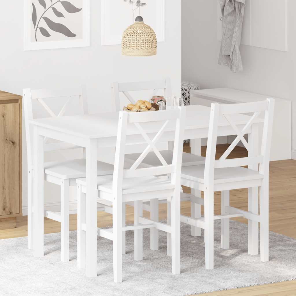 vidaXL 5 Piece Dining Set White 1
