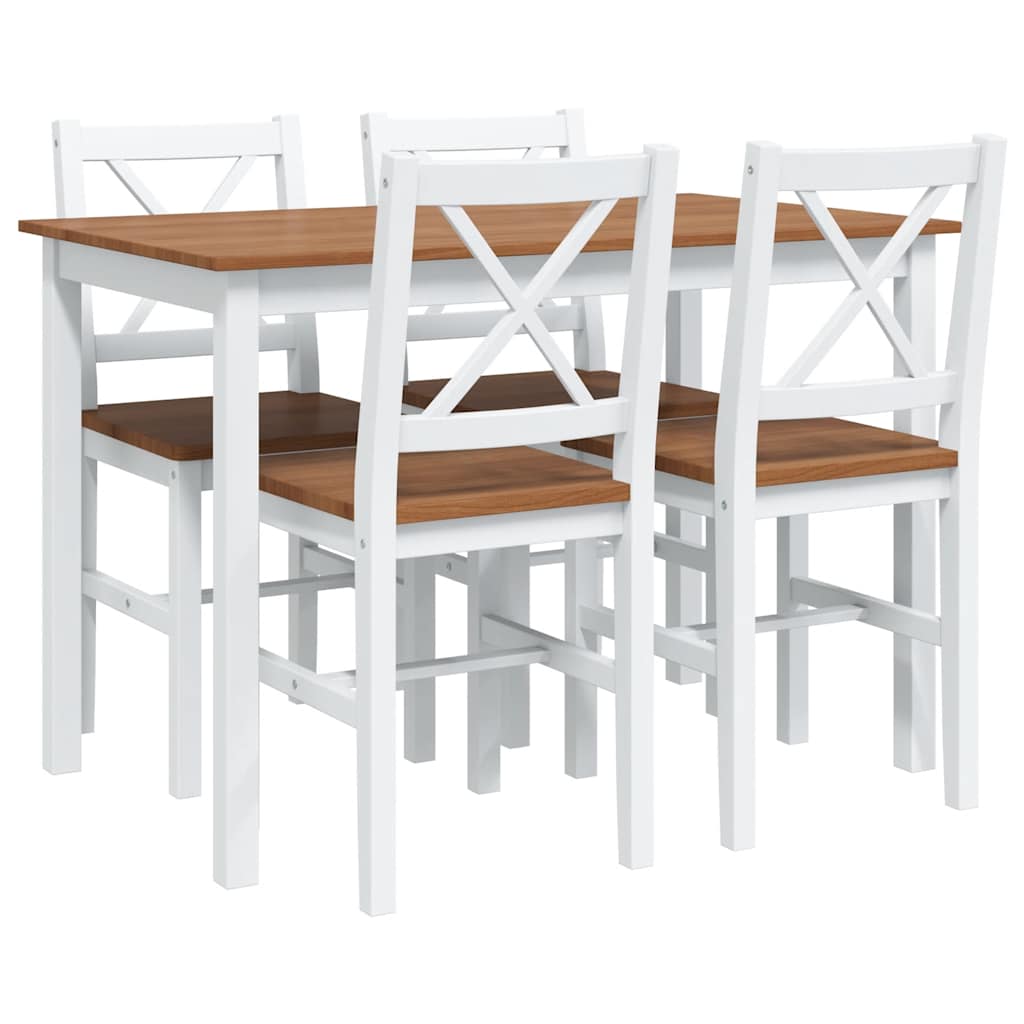 vidaXL 5 Piece Dining Set Brown and White 2