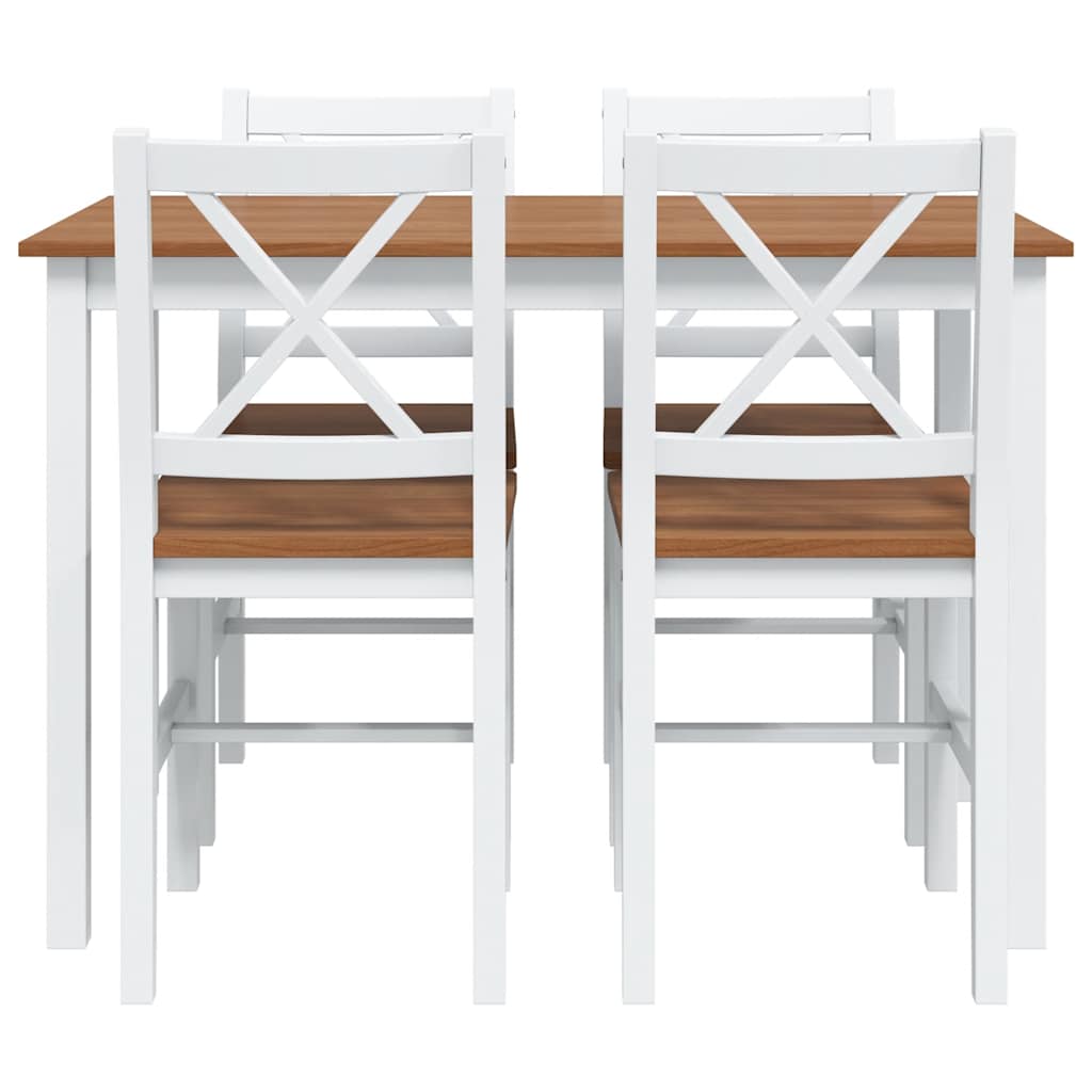 vidaXL 5 Piece Dining Set Brown and White 5