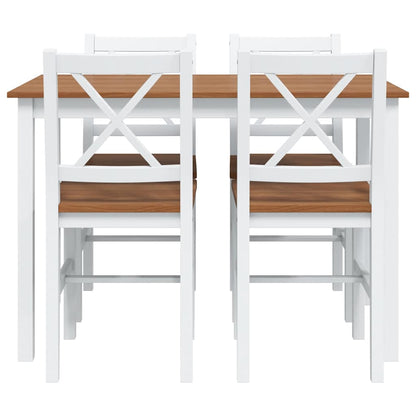 vidaXL 5 Piece Dining Set Brown and White 5