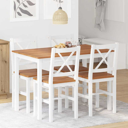 vidaXL 5 Piece Dining Set Brown and White 1