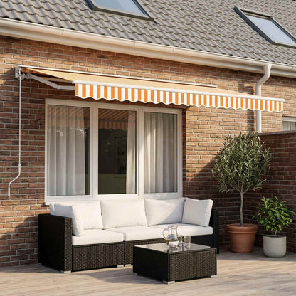 Awning Replacement Fabric 600x300 cm Polyester Drop 3 m Width 6 m Yellow and white