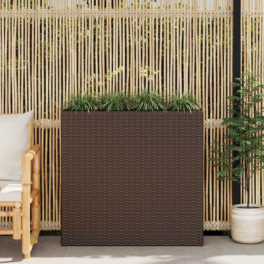Garden Raised Bed with Pots Poly Rattan 4