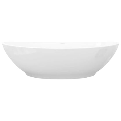 Luxury Ceramic Basin Oval with Overflow White 58.5 cm 39 cm