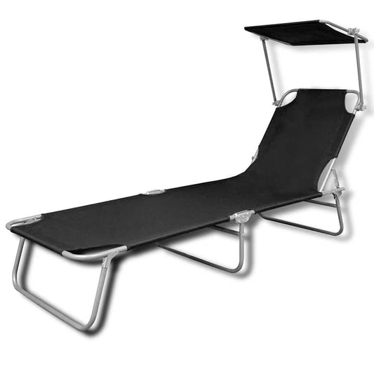 Sun Lounger Polyester Black 1 pcs