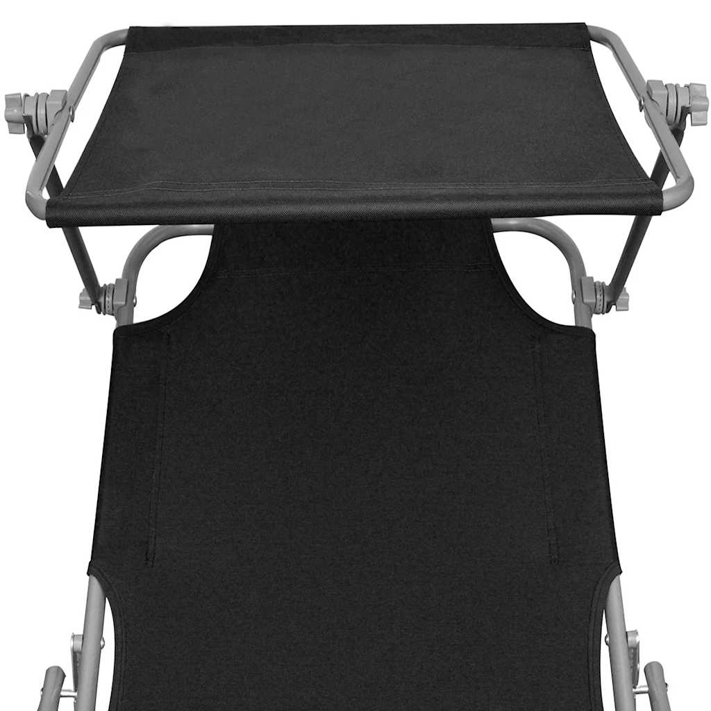 Sun Lounger Polyester Black 1 pcs