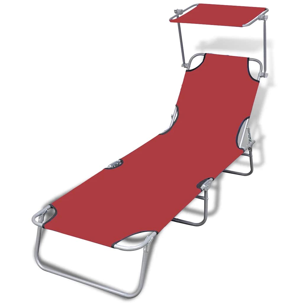 Sun Lounger Polyester Red 1 pcs