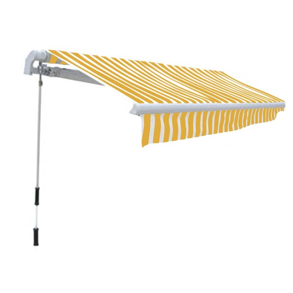 vidaXL Manual Awning 3 x 2.5 m Yellow and White Stripe 100% Polyester 2