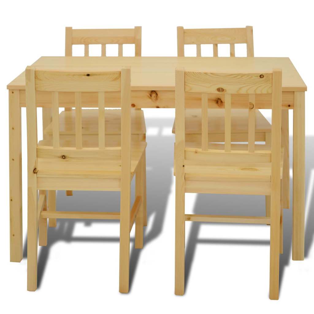 241220 Wooden Dining Table with 4 Chairs Natural 3
