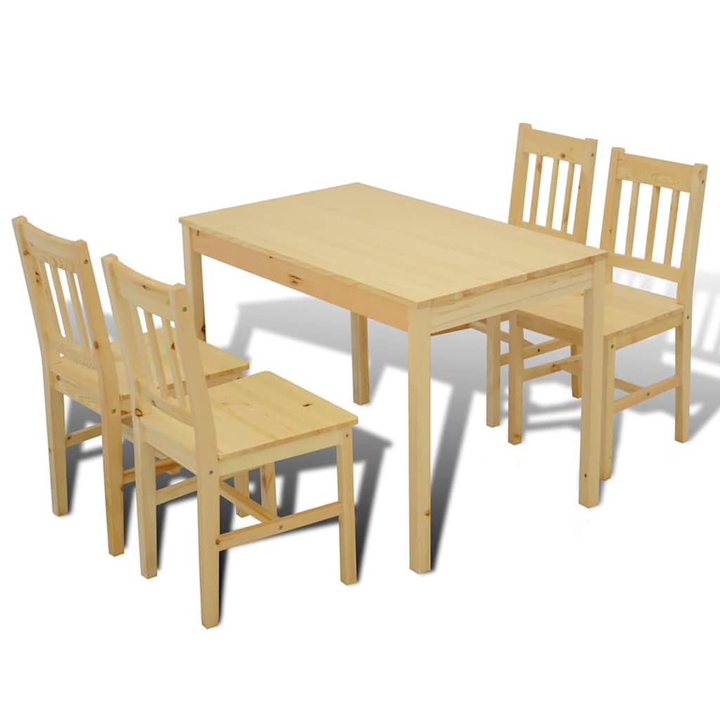 241220 Wooden Dining Table with 4 Chairs Natural 6