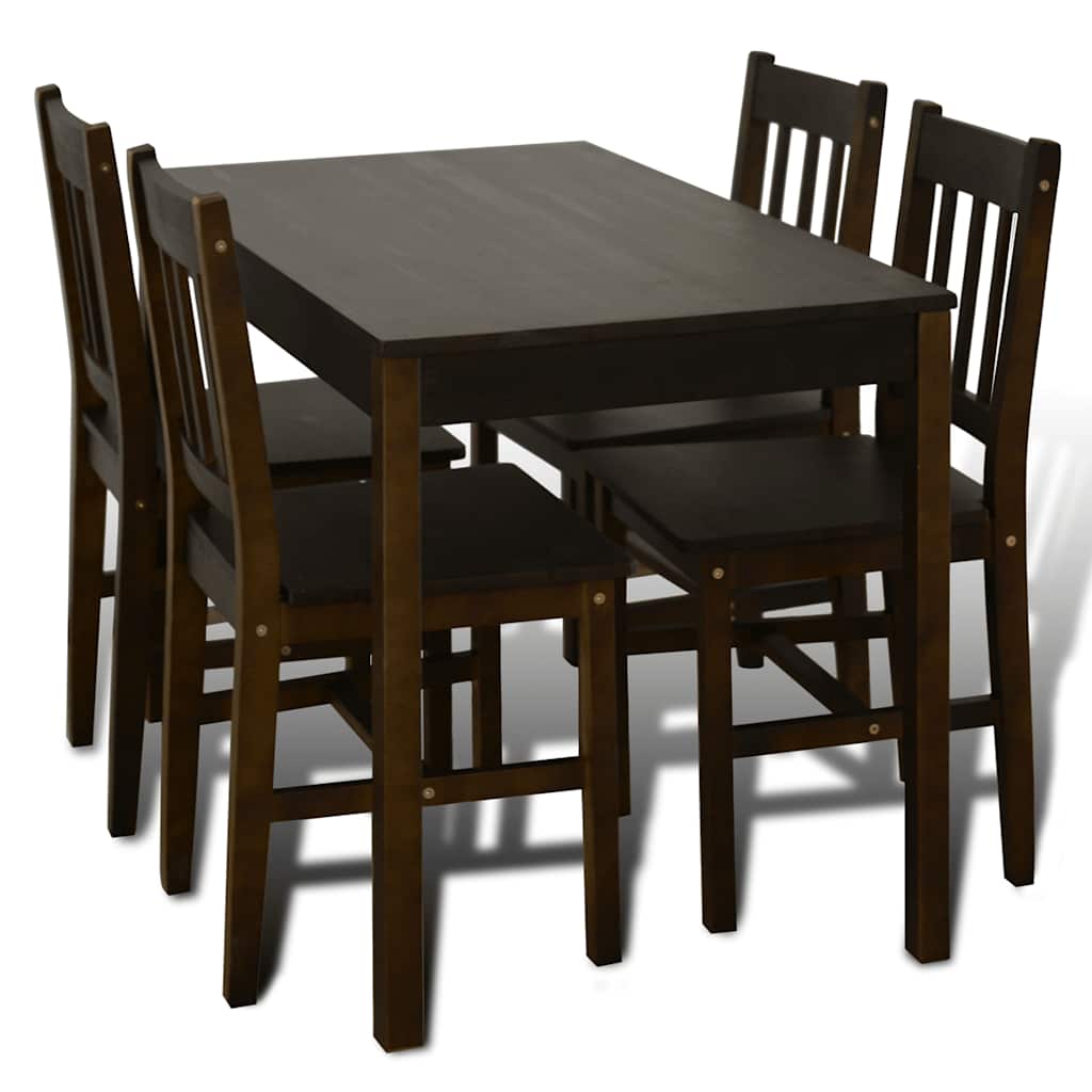 241221 Wooden Dining Table with 4 Chairs Brown 2