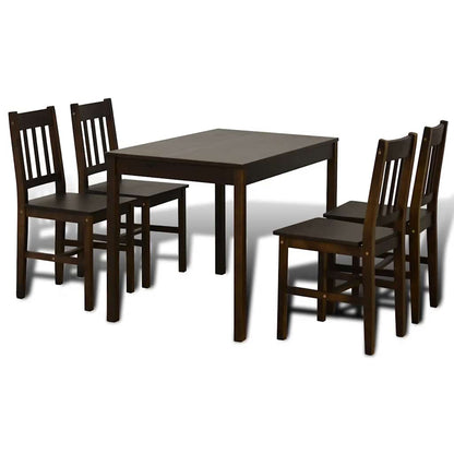 241221 Wooden Dining Table with 4 Chairs Brown 6
