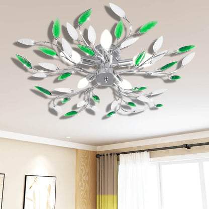 vidaXL Ceiling Lamp Acrylic Crystal Leaf Arms for 5 E14 Bulbs