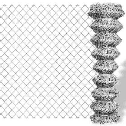 Chain Link Fence Galvanised steel mesh Size 60 x 60 mm Silver 15 m 1.25 m