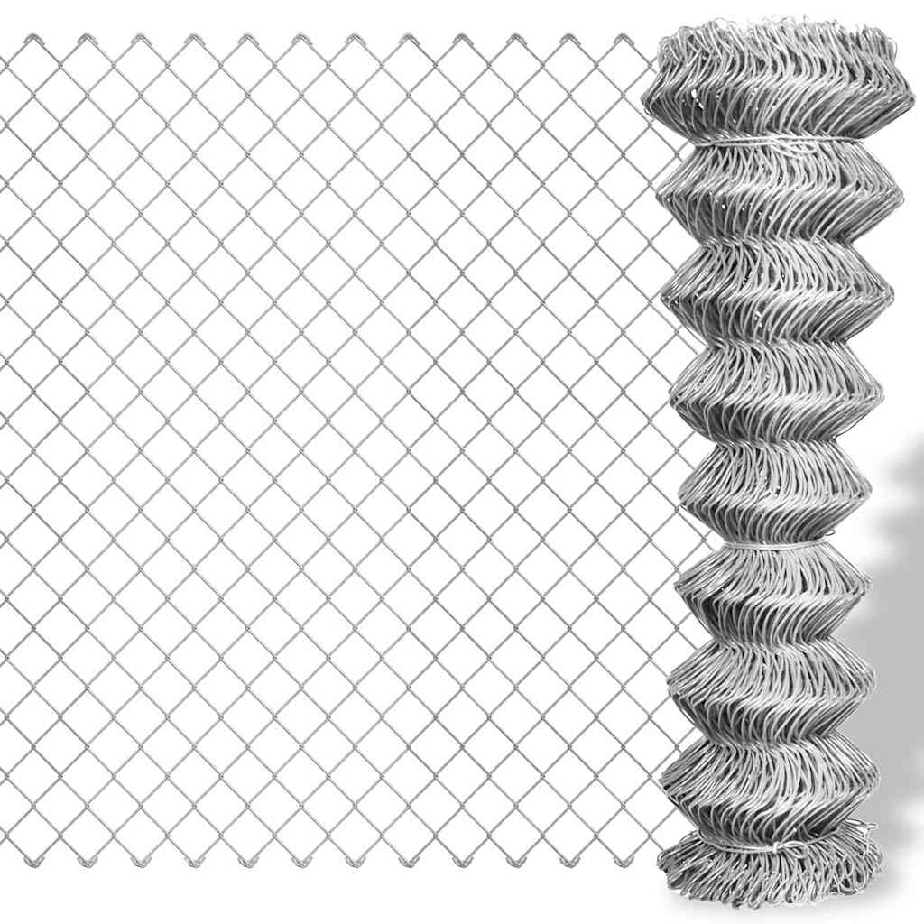 Chain Link Fence Galvanised steel mesh Size 60 x 60 mm Silver 15 m 1.5 m