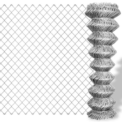 Chain Link Fence Galvanised steel mesh Size 60 x 60 mm Silver 25 m 1 m