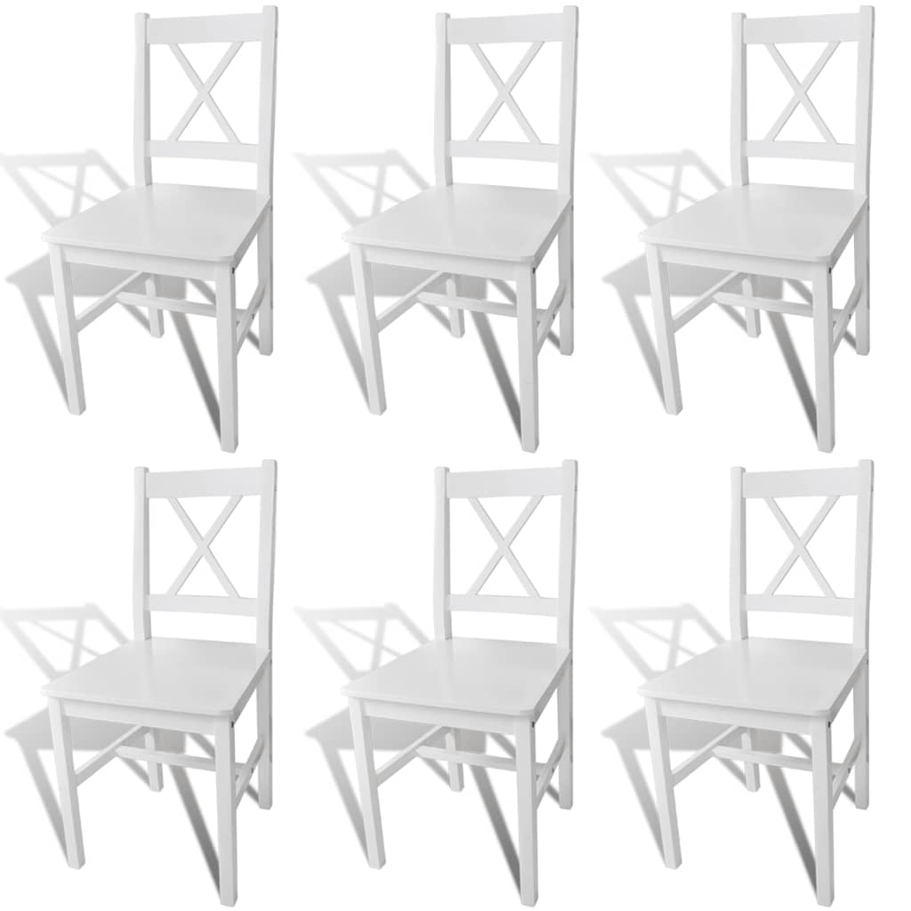 vidaXL Dining Chairs 6 pcs White Pinewood 1