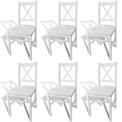 vidaXL Dining Chairs 6 pcs White Pinewood 1