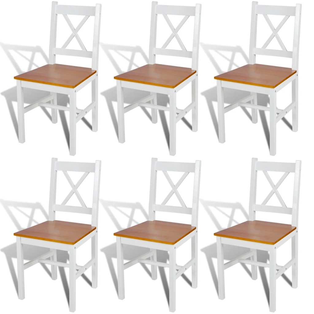 vidaXL Dining Chairs 6 pcs White Pinewood 1