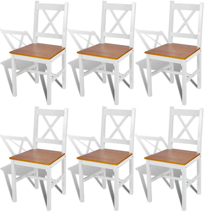 vidaXL Dining Chairs 6 pcs White Pinewood 1