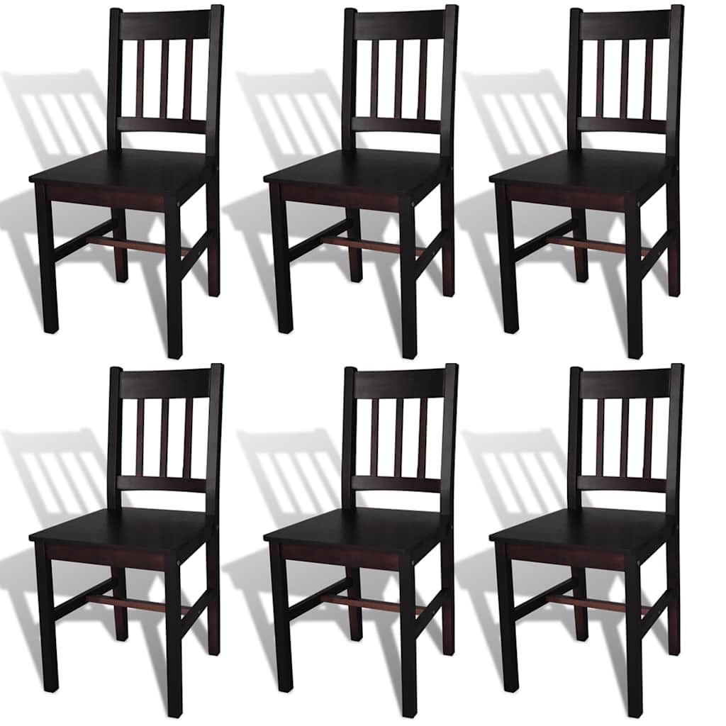 vidaXL Dining Chairs 6 pcs Dark Brown Pinewood 1