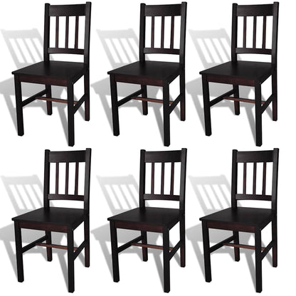 vidaXL Dining Chairs 6 pcs Dark Brown Pinewood 1