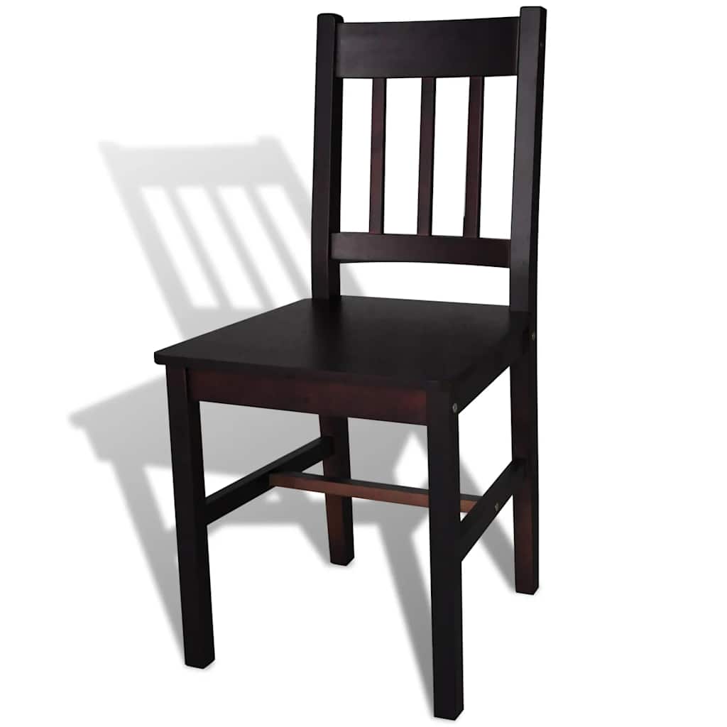vidaXL Dining Chairs 6 pcs Dark Brown Pinewood 4