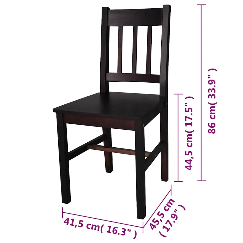 vidaXL Dining Chairs 6 pcs Dark Brown Pinewood 5