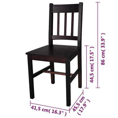 vidaXL Dining Chairs 6 pcs Dark Brown Pinewood 5