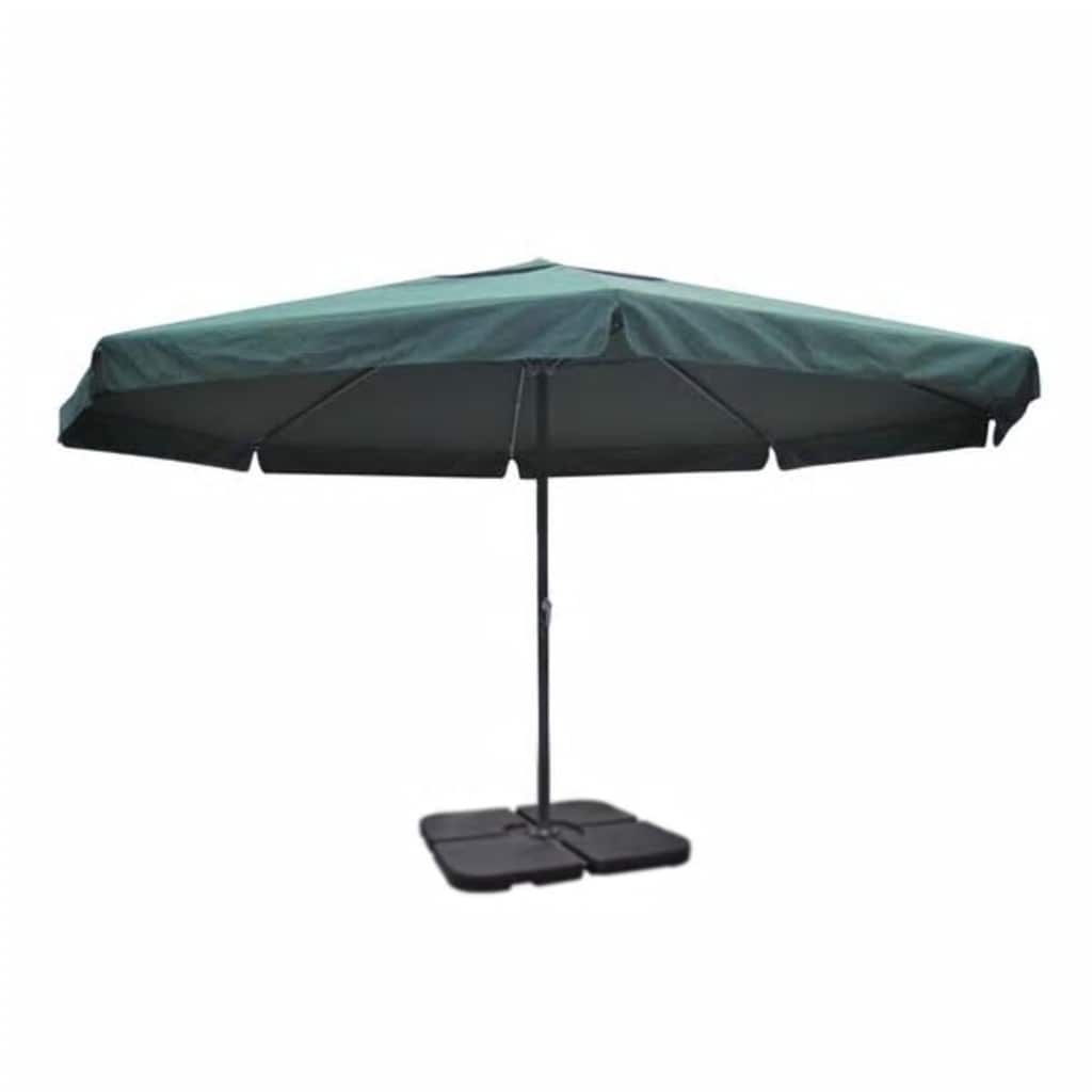 vidaXL Aluminium Garden Parasol with Portable Base Green 2