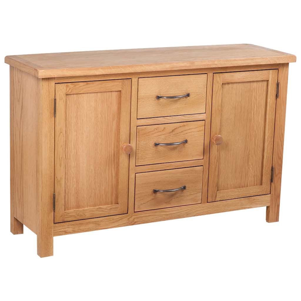 241677 vidaXL Sideboard with 3 Drawers 110x33,5x70 cm Solid Oak Wood 1