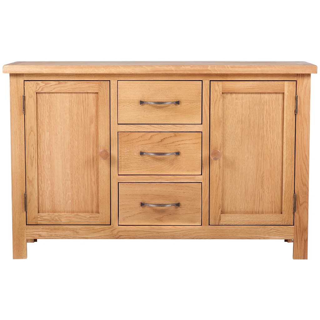 241677 vidaXL Sideboard with 3 Drawers 110x33,5x70 cm Solid Oak Wood 2