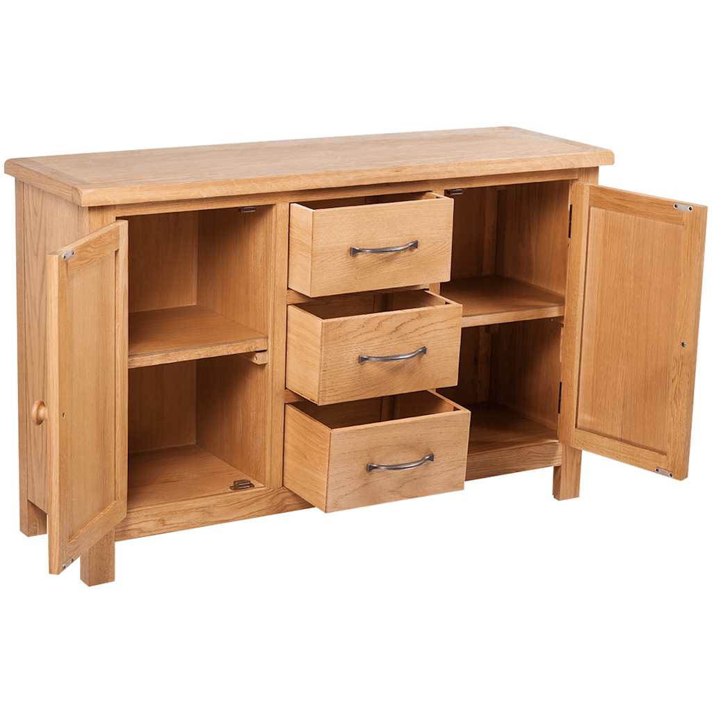 241677 vidaXL Sideboard with 3 Drawers 110x33,5x70 cm Solid Oak Wood 6