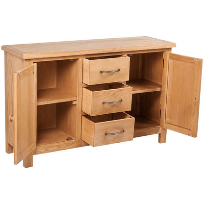 241677 vidaXL Sideboard with 3 Drawers 110x33,5x70 cm Solid Oak Wood 6