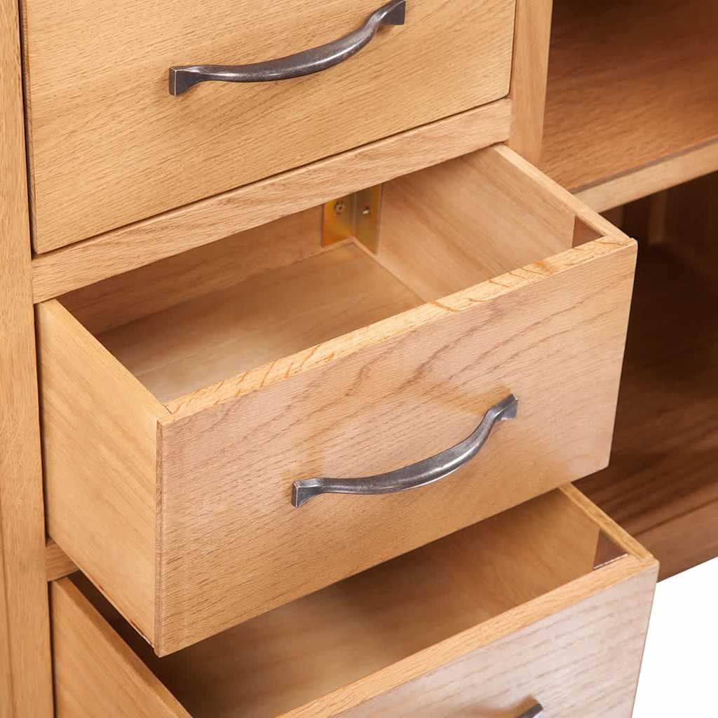 241677 vidaXL Sideboard with 3 Drawers 110x33,5x70 cm Solid Oak Wood 4