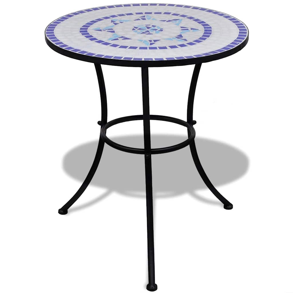 3 Piece Bistro Set Ceramic Tile Blue and white Round