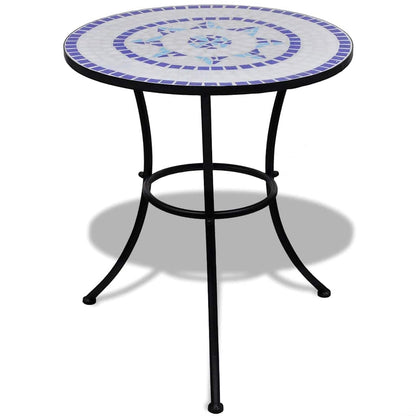 3 Piece Bistro Set Ceramic Tile Blue and white Round
