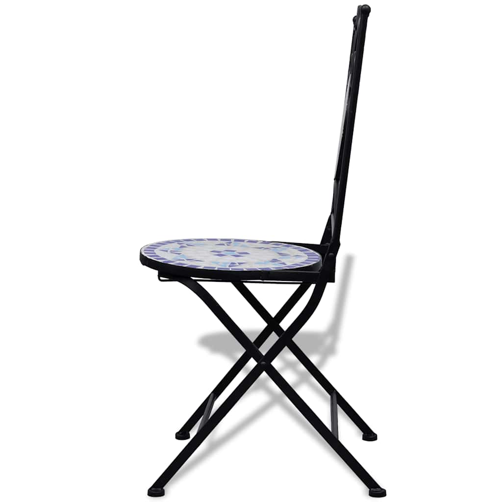 3 Piece Bistro Set Ceramic Tile Blue and white Round