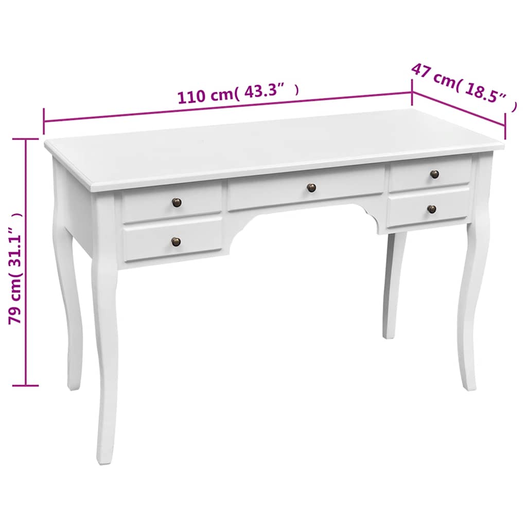 vidaXL Desk | White | MDF | Large | Desk | Rectangular | French Country 4