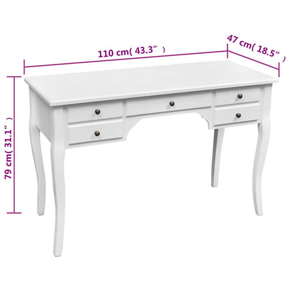 vidaXL Desk | White | MDF | Large | Desk | Rectangular | French Country 4