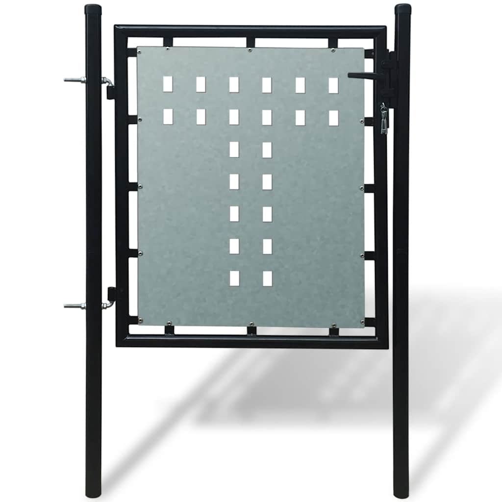 vidaXL Black Single Door Fence Gate