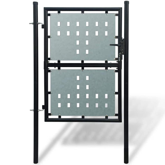 Black Single Door Fence Gate 100 cm 200 cm