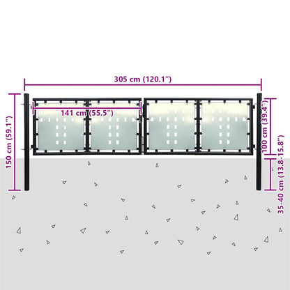 141691 vidaXL Black Single Door Fence Gate 300x100 cm 5