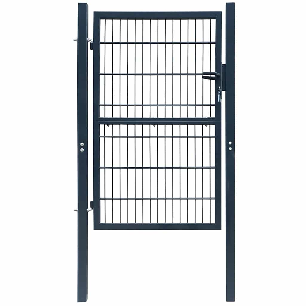 141745 vidaXL 2D Fence Gate (Single) Anthracite Grey 100x180 cm 1