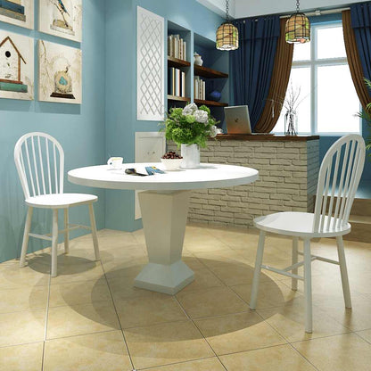 Dining Chairs White Solid Rubber Wood 2
