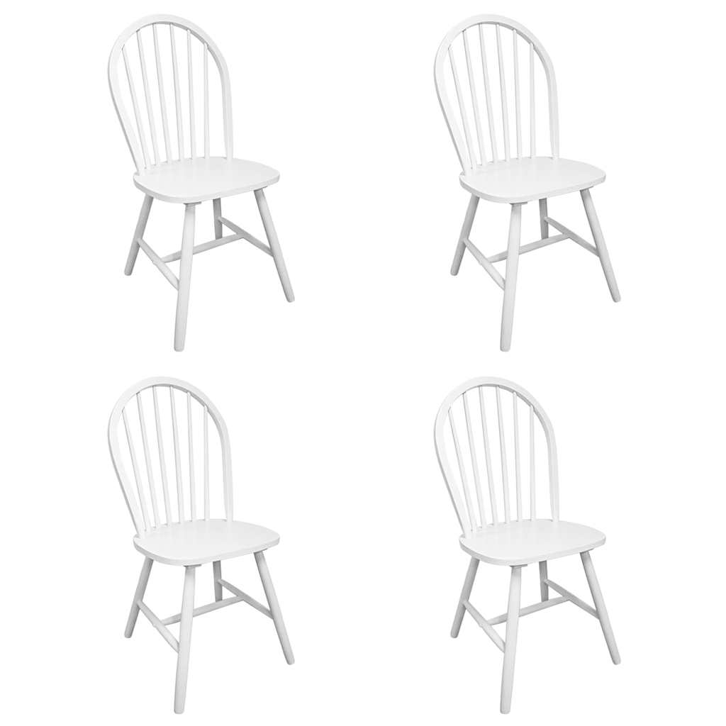 vidaXL Dining Chairs 4 pcs White Solid Rubber Wood 2