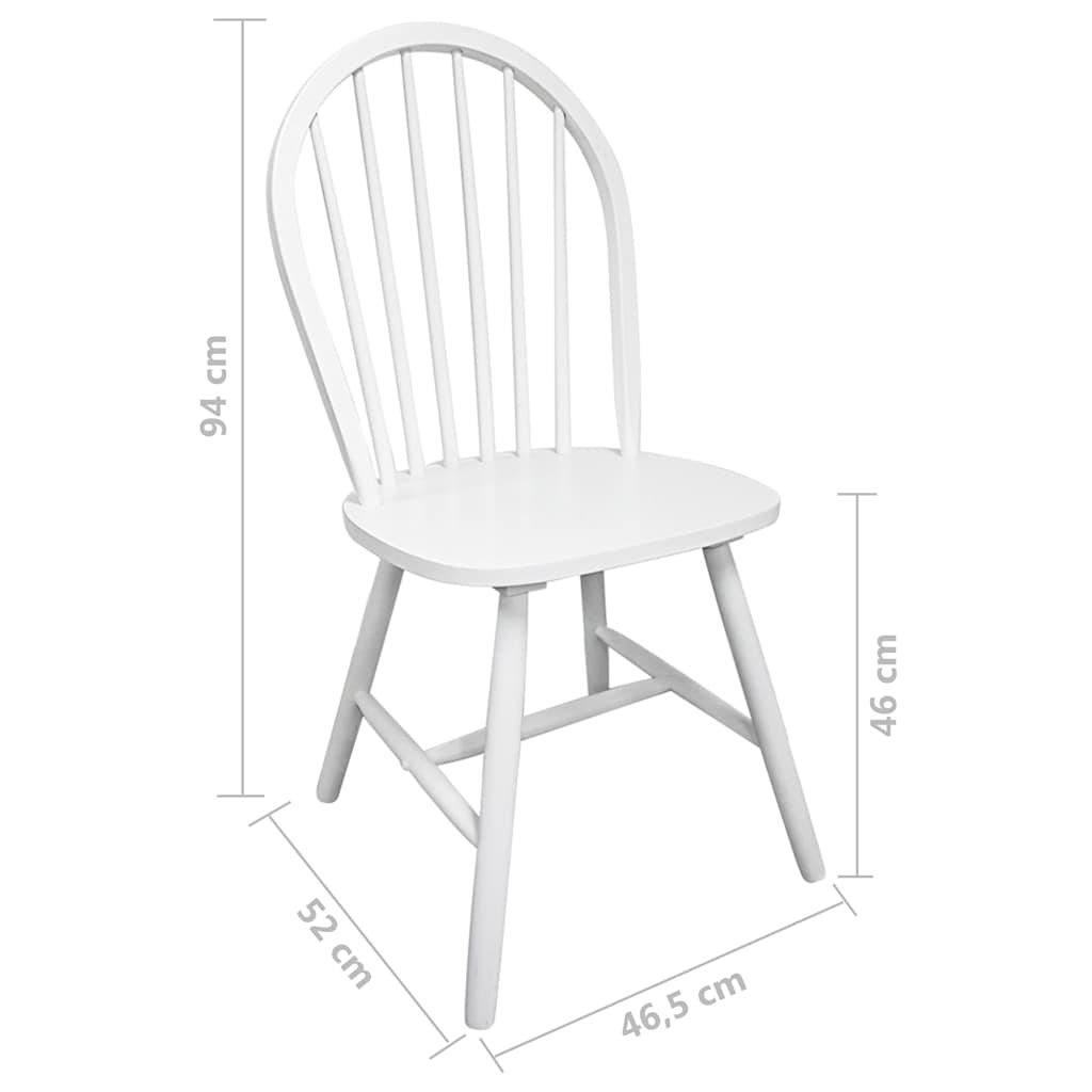 Dining Chairs White Solid Rubber Wood 4