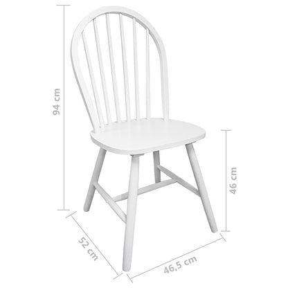 Dining Chairs White Solid Rubber Wood 4