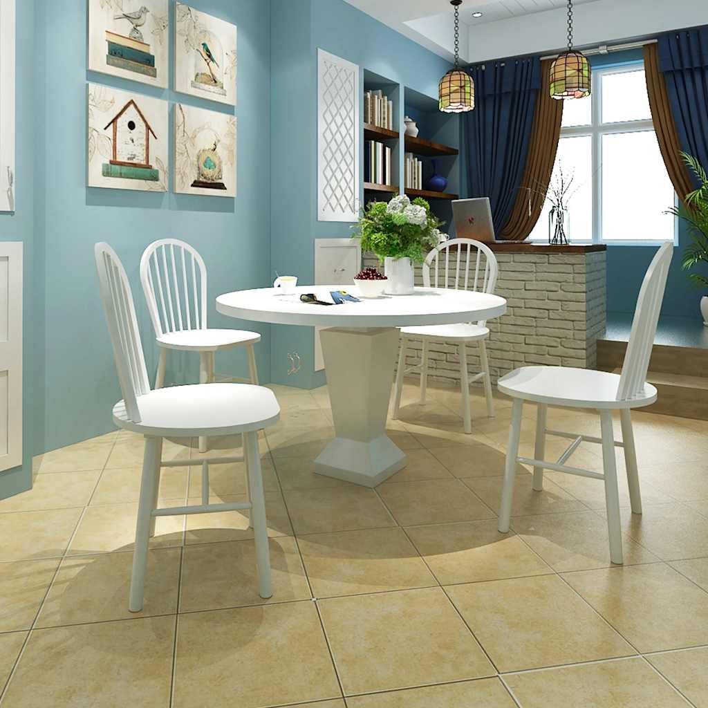 vidaXL Dining Chairs 4 pcs White Solid Rubber Wood 1