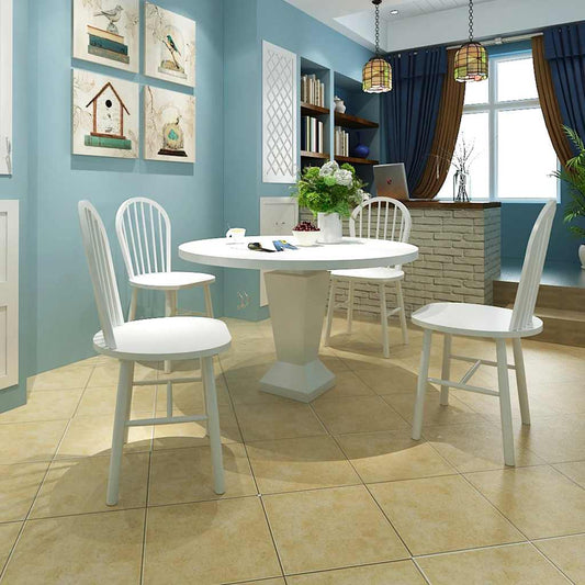Dining Chairs White Solid Rubber Wood 4